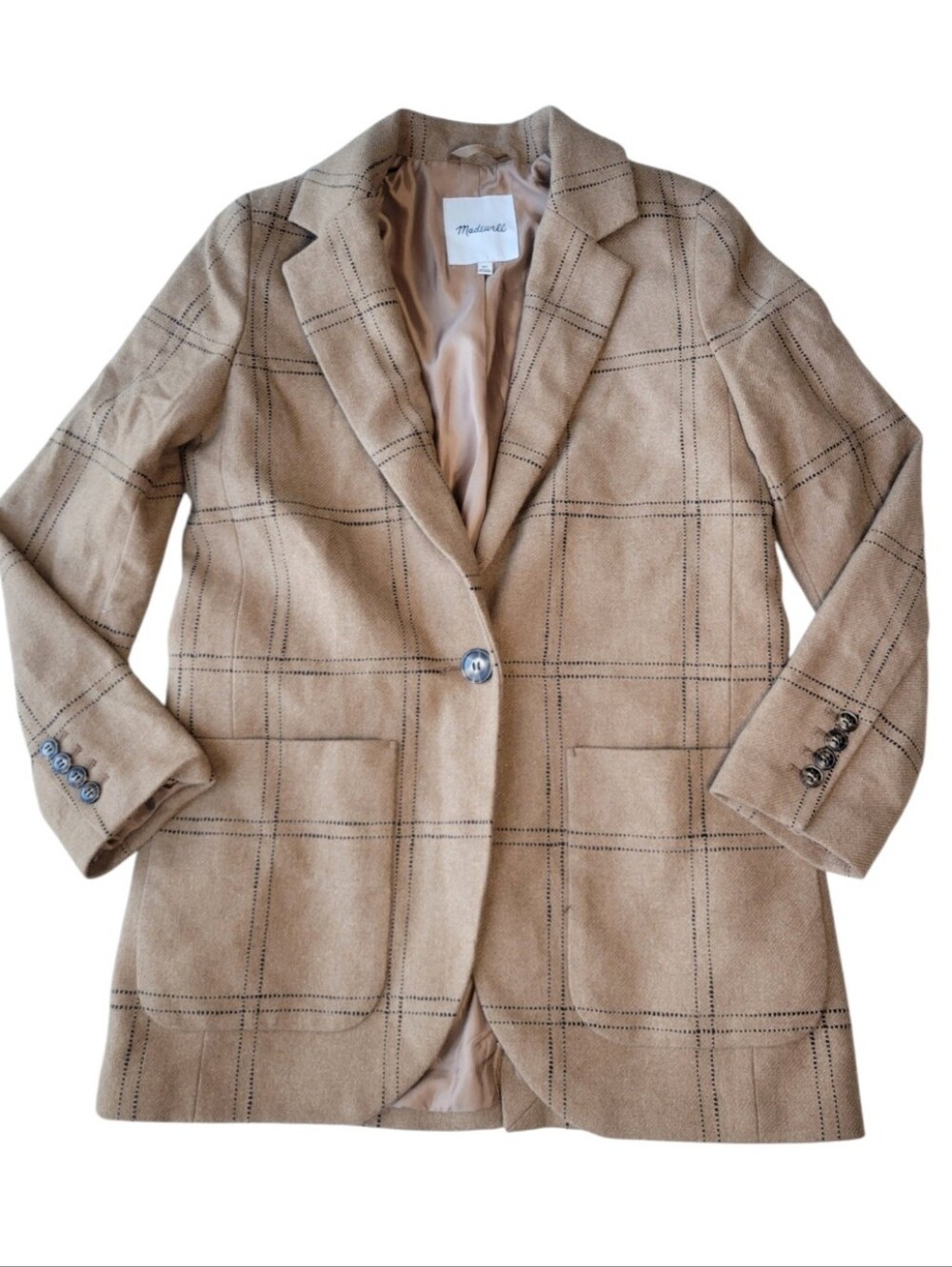 Madewell Larsen Blazer in Windowpane Camel Size XS